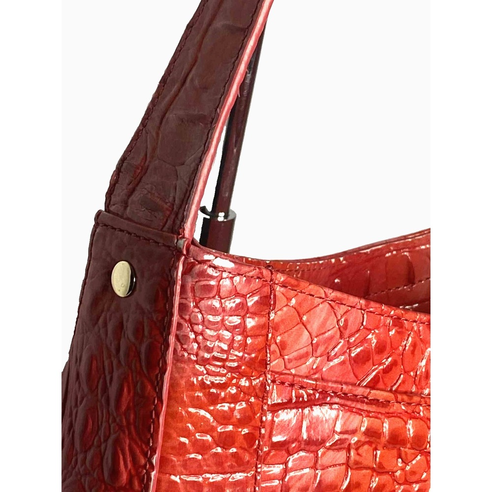 Brahmin color heat Johanna Melbourne shoulder‎ bag croc leather hobo full zip - Picture 4 of 12